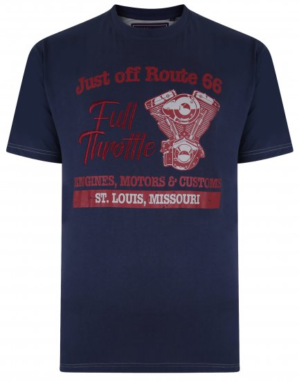 Kam Jeans 5354 Full Throttle Print T-shirt Indigo - Trička - Trička nadměrné velikosti - 2XL-14XL