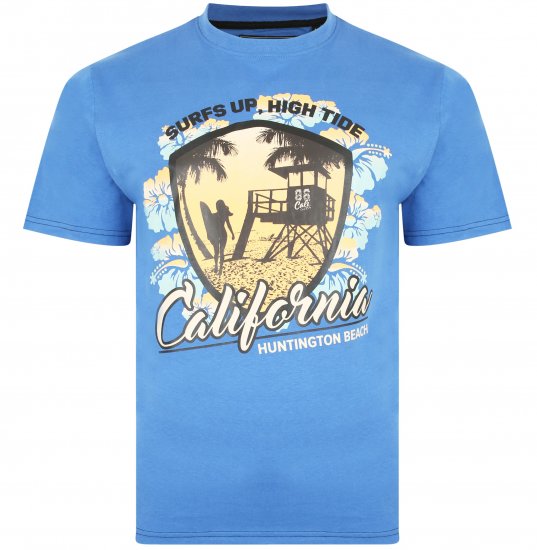 Kam Jeans 5368 California Print T-shirt Blue - Trička - Trička nadměrné velikosti - 2XL-14XL