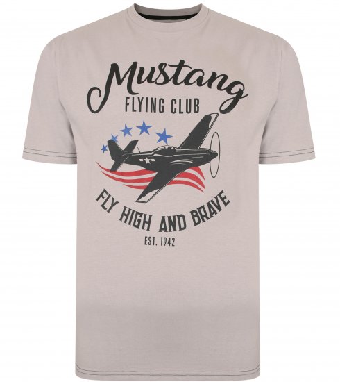 Kam Jeans Mustang Flying Club T-shirt Ash - Trička - Trička nadměrné velikosti - 2XL-14XL
