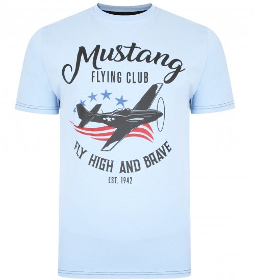 Kam Jeans Mustang Flying Club T-shirt Sky - Trička - Trička nadměrné velikosti - 2XL-14XL