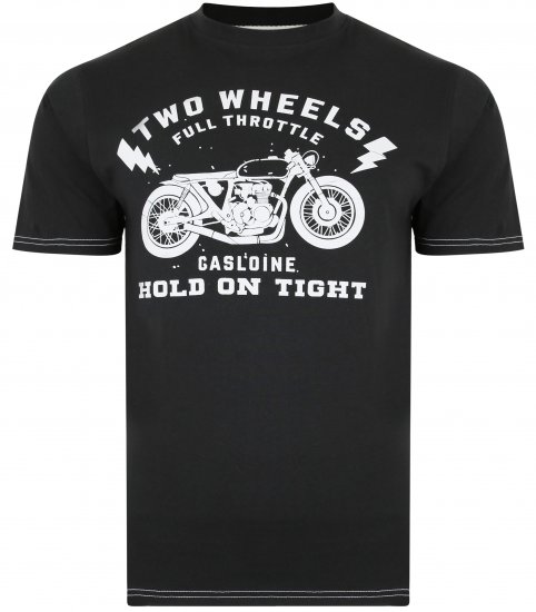 Kam Jeans 5371 Motorbike Print T-shirt Black - Trička - Trička nadměrné velikosti - 2XL-14XL