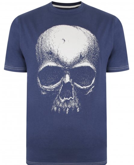 Kam Jeans 5374 Ghost Skull Print T-shirt Navy - Trička - Trička nadměrné velikosti - 2XL-14XL