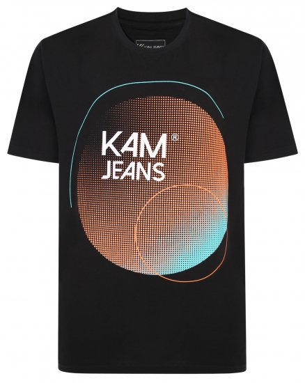 Kam Jeans 5383 Kam Logo Printed Tee Black - Trička - Trička nadměrné velikosti - 2XL-14XL