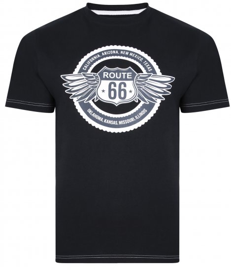 Kam Jeans 5388 Route 66 T-Shirt Black - Trička - Trička nadměrné velikosti - 2XL-14XL