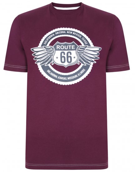 Kam Jeans 5388 Route 66 T-Shirt Purple - Trička - Trička nadměrné velikosti - 2XL-14XL