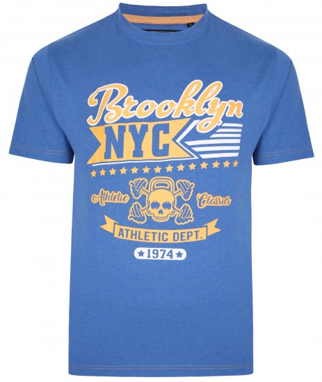 Kam Jeans 5389 Brooklyn NYC T-Shirt Blue - Trička - Trička nadměrné velikosti - 2XL-14XL