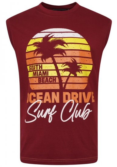 Kam Jeans 5398 Miami Beach Sleeveless Tee Burgundy - Trička - Trička nadměrné velikosti - 2XL-14XL