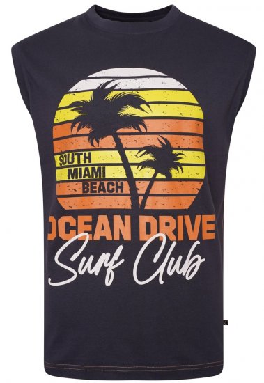 Kam Jeans 5398 Miami Beach Sleeveless Tee Indigo - Trička - Trička nadměrné velikosti - 2XL-14XL