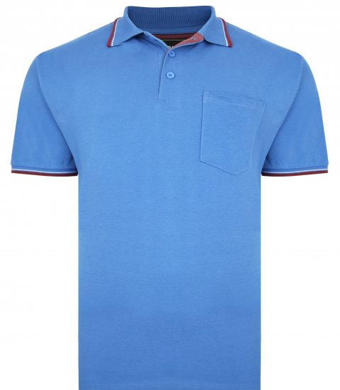 Kam Jeans 5400C Tipped Polo with Pocket Blue - Polokošile - Polokošile 2XL-8XL - Trička s límečkem 2XL-8XL