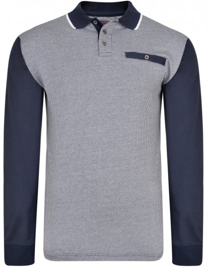 Kam Jeans 5425 Long Sleeve Polo Navy - Polokošile - Polokošile 2XL-8XL - Trička s límečkem 2XL-8XL