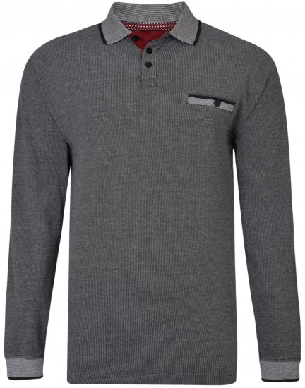 Kam Jeans 5429 Long Sleeve Polo Black - Polokošile - Polokošile 2XL-8XL - Trička s límečkem 2XL-8XL