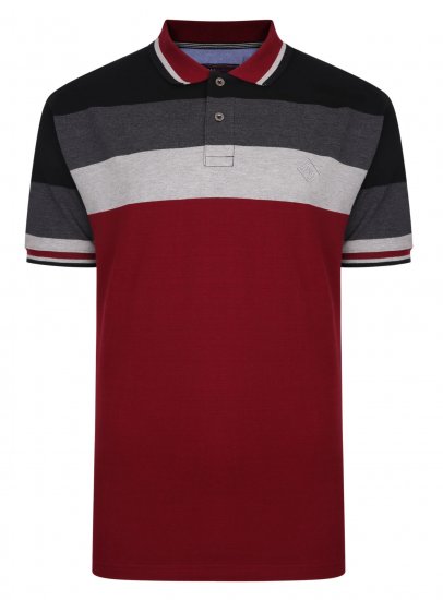 Kam Jeans Contrast Stripe Polo Grey - Polokošile - Polokošile 2XL-8XL - Trička s límečkem 2XL-8XL