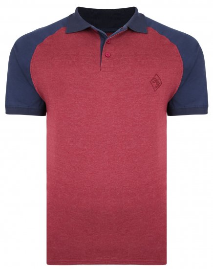 Kam Jeans 5446 Raglan Marl Jersey Polo Burgundy - Polokošile - Polokošile 2XL-8XL - Trička s límečkem 2XL-8XL