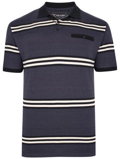 Kam Jeans 5452 Yarn Dye Srtipe Polo Charcoal - Polokošile - Polokošile 2XL-8XL - Trička s límečkem 2XL-8XL