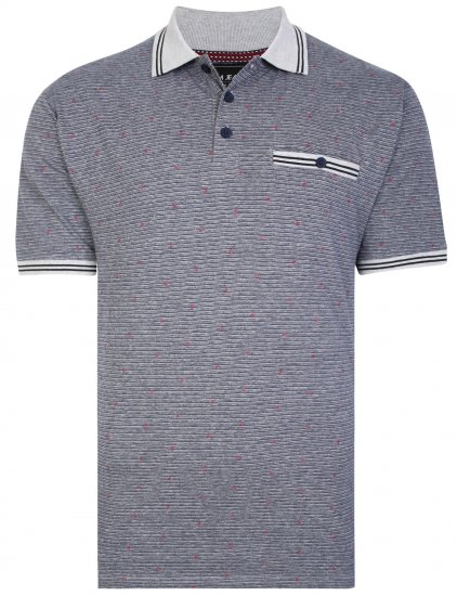Kam Jeans 5456 Drop Needle Jersey Polo with Dobby Print Grey - Polokošile - Polokošile 2XL-8XL - Trička s límečkem 2XL-8XL