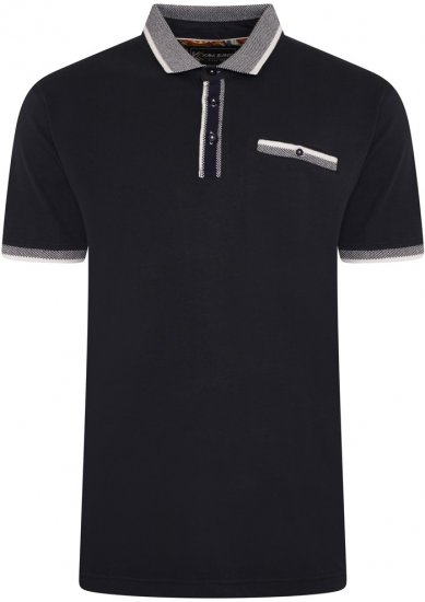 Kam Jeans 5499 Jersey Polo with Jacquard Collar/Cuffs Navy - Polokošile - Polokošile 2XL-8XL - Trička s límečkem 2XL-8XL