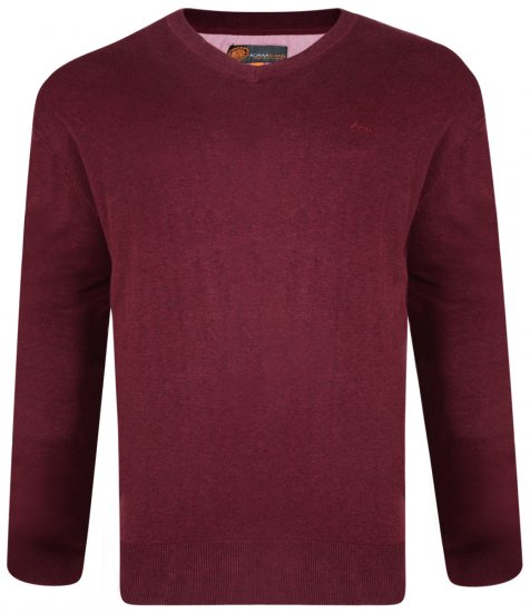 Kam Jeans V-neck Knitted Sweater Burgundy - Mikiny & mikiny s kapucí - Mikiny & Mikiny s kapucí 2XL-12XL