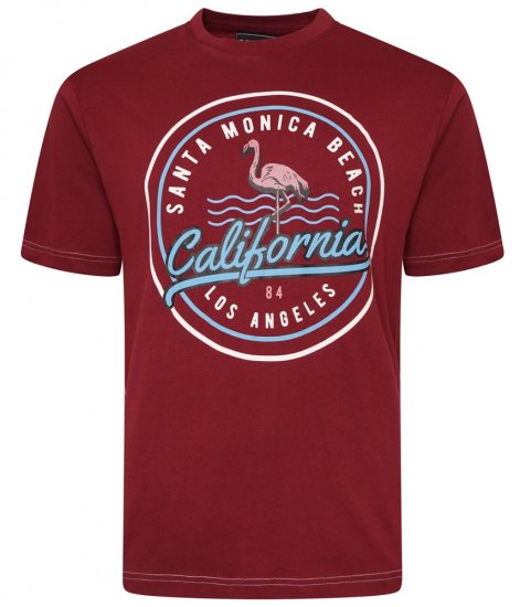 Kam Jeans 5707 Santa Monica Tee Burgundy - Trička - Trička nadměrné velikosti - 2XL-14XL
