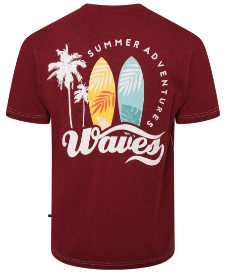 Kam Jeans 5709 Summer Adventure Print Tee Burgundy - Trička - Trička nadměrné velikosti - 2XL-14XL