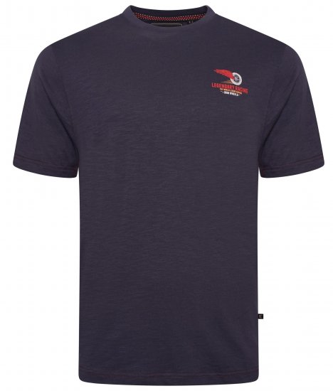 Kam Jeans 5710 Legendary Racing Slub Tee With Back Print Navy - Trička - Trička nadměrné velikosti - 2XL-14XL