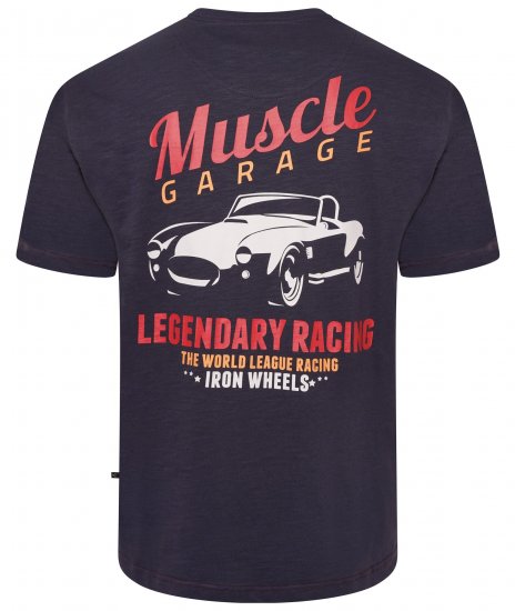Kam Jeans 5710 Legendary Racing Slub Tee With Back Print Navy - Trička - Trička nadměrné velikosti - 2XL-14XL