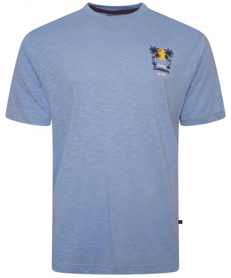 Kam Jeans 5711 Endless Summers Slub Tee With Back Print Blue - Trička - Trička nadměrné velikosti - 2XL-14XL