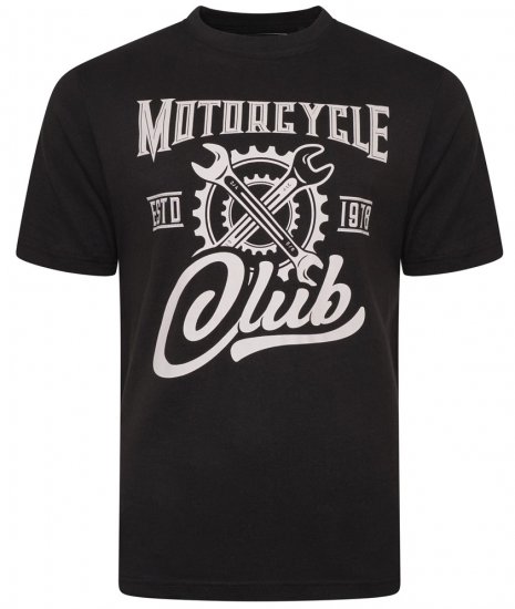 Kam Jeans 5712 Twin Pack Motorcycle/Cycle Print Tee Black and Navy - Trička - Trička nadměrné velikosti - 2XL-14XL