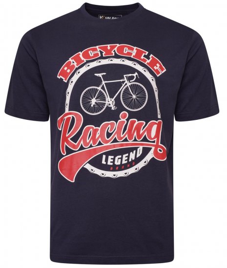 Kam Jeans 5712 Twin Pack Motorcycle/Cycle Print Tee Black and Navy - Trička - Trička nadměrné velikosti - 2XL-14XL