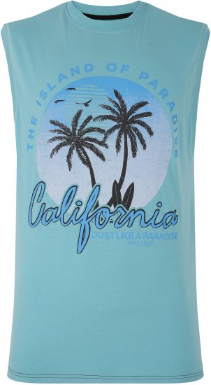 Kam Jeans 5727 California Paradise Sleeveless T-Shirt Light Blue - Trička - Trička nadměrné velikosti - 2XL-14XL