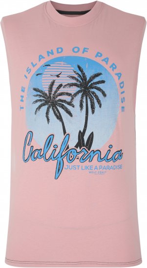 Kam Jeans 5727 California Paradise Sleeveless T-Shirt Pink - Trička - Trička nadměrné velikosti - 2XL-14XL