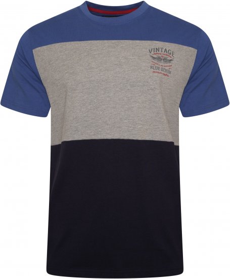 Kam Jeans 5746 Cut & Sew T-Shirt with Print Blue - Trička - Trička nadměrné velikosti - 2XL-14XL