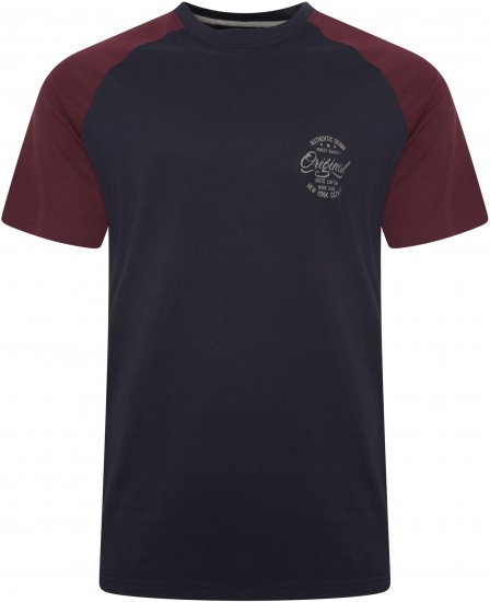 Kam Jeans 5747 Raglan T-Shirt with Print Navy - Trička - Trička nadměrné velikosti - 2XL-14XL