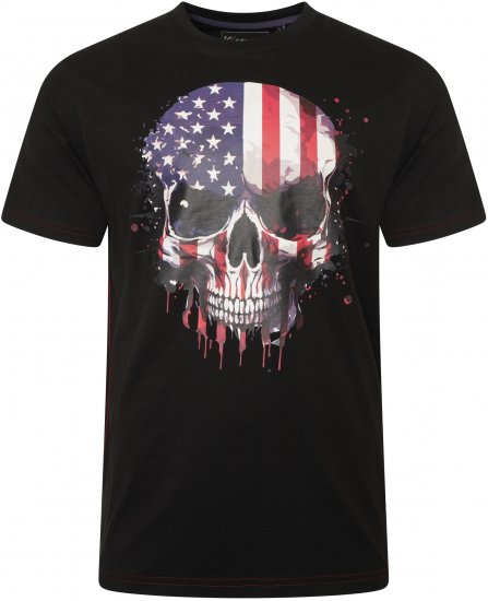 Kam Jeans 5756 USA Ghost Skull Print T-Shirt Black - Trička - Trička nadměrné velikosti - 2XL-14XL