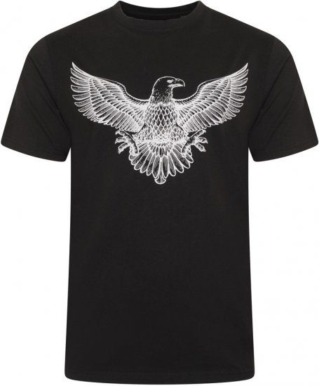 Kam Jeans 5758 Eagle Print T-Shirt Black - Trička - Trička nadměrné velikosti - 2XL-14XL