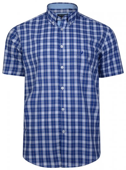 Kam Jeans 6155 Short Sleeve Check Shirt Blue - Košile - Košile 2XL-10XL