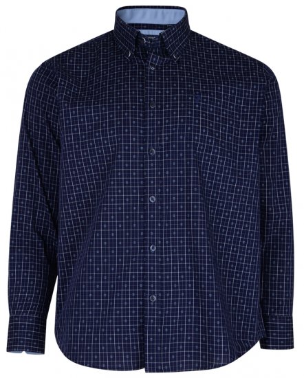 Kam Jeans 6158 Long Sleeve Dobby Embroidery Shirt Navy - Košile - Košile 2XL-10XL