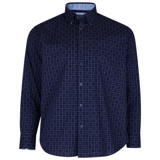 Kam Jeans 6158 Long Sleeve Dobby Embroidery Shirt Navy - Košile - Košile 2XL-10XL