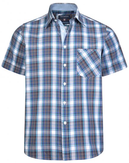 Kam Jeans 6163 Short Sleeve Shirt Blue - Košile - Košile 2XL-10XL