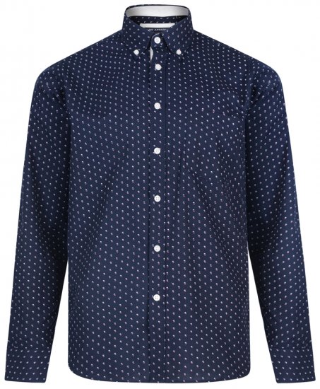 Kam Jeans 6176 Long Sleeve Shirt Navy - Košile - Košile 2XL-10XL