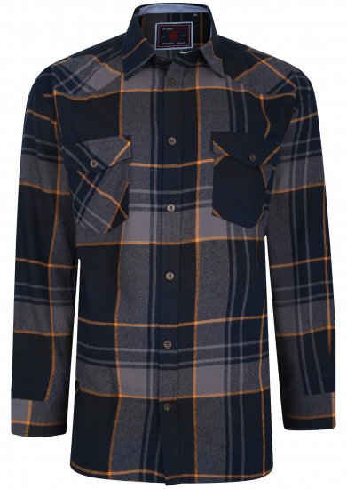 Kam Jeans 6193 Long Sleeve Flannel Shirt Navy - Košile - Košile 2XL-10XL