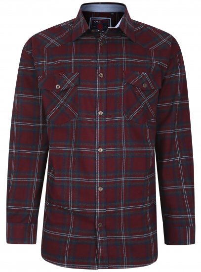 Kam Jeans 6194 Long Sleeve Flannel Shirt Burgundy - Košile - Košile 2XL-10XL