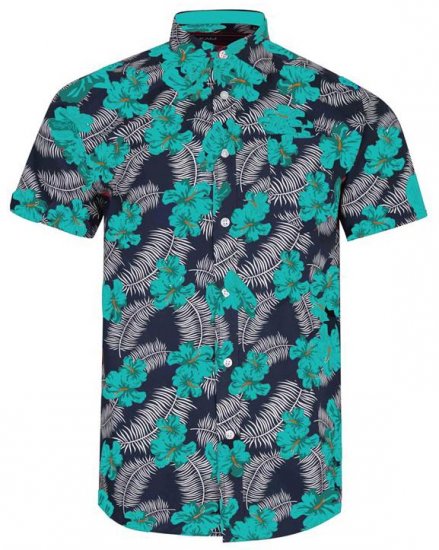 Kam Jeans 6207 Floral Print Shirt Turquoise - Košile - Košile 2XL-10XL