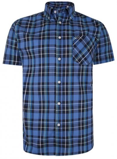 Kam Jeans 6208 SS Casual Check Shirt Denim - Košile - Košile 2XL-10XL