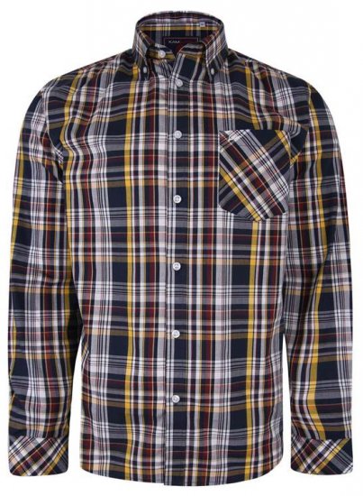 Kam Jeans 6208 LS Casual Check Shirt Navy - Košile - Košile 2XL-10XL