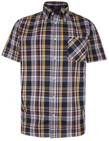 Kam Jeans 6208 SS Casual Check Shirt Navy - Košile - Košile 2XL-10XL