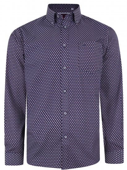 Kam Jeans 6211 LS Dobby Stitch Shirt Navy - Košile - Košile 2XL-10XL