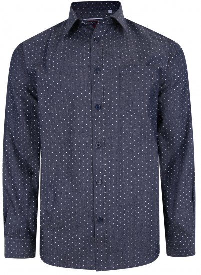 Kam Jeans KBS 6212 Star Print Chambray Shirt Indigo - Košile - Košile 2XL-10XL