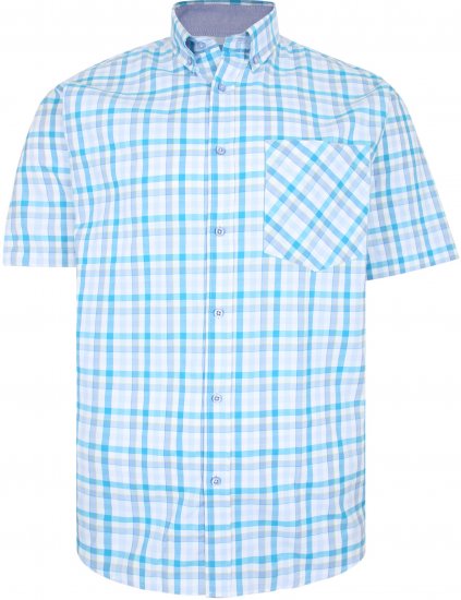 Kam Jeans 6215 Summer Check Shirt Turquoise - Košile - Košile 2XL-10XL