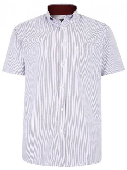 Kam Jeans 6218 SS Casual Stripe Shirt Burgundy - Košile - Košile 2XL-10XL