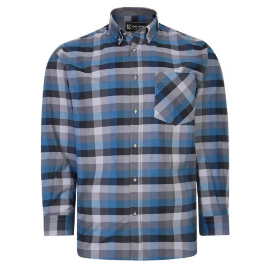 Kam Jeans 6222 Grazed Check Pattern Shirt Turquoise - Košile - Košile 2XL-10XL